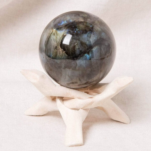 Labradorite Blue Flame Sphere with Tripod - AAA Premium Quality - Image 2